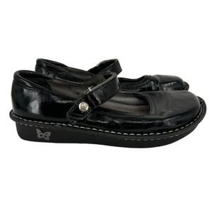 Alegria Bel 101 Mary Jane Black Crinkle Patent Leather Women's Size EU 37